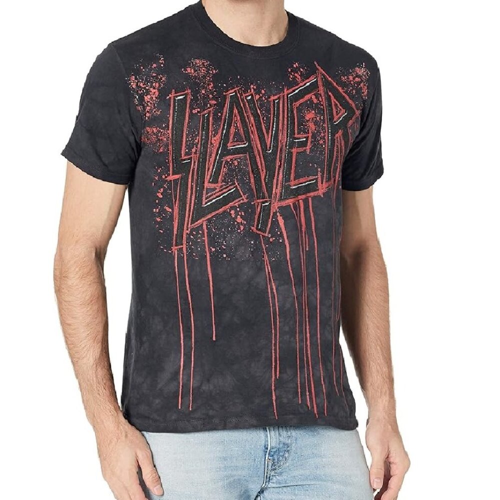 Liquid Blue Slayer Raining Blood Screen Print Tie Dye Tee Officially Licensed L - Picture 3 of 9